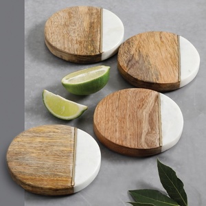 Vente en gros de sous-verres ronds carrés en bois d'acacia créatifs pour l'épissage de marbre pour la maison de bar sous-verres en marbre personnalisés sous-verres pour thé et café - Product Image 4