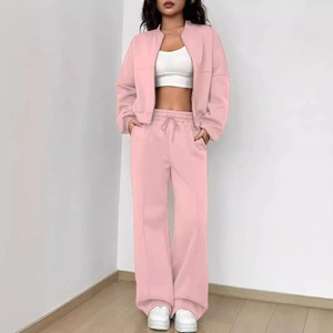 Premium 100% Cotton Casual Sweat Suits Customize Zipper Wholesale 2 Piece Set Stylish Design Logo Tracksuits - Product Image 1