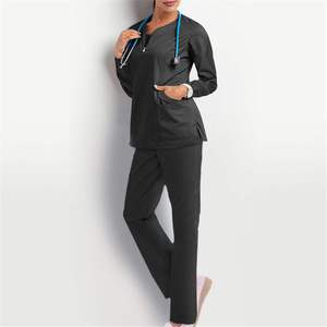 Alta calidad cómodo duradero Spandex tejido de punto Hospital Scrubs cremallera personalizada para enfermeras médicas-venta al por mayor - Product Image 1