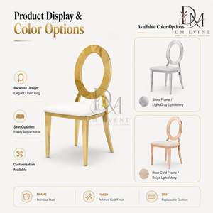 Modern Open Round Ring Back Gold Stainless Steel Wedding <b>Chair</b> with <b>White</b> Cushion for Wedding and Banquet Events Event Seating - Product Image 4