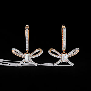 Bow Design Dangling <b>Earrings</b> DEF Color VS Clarity 14K White Gold Lab Diamond Bow <b>Earrings</b> <b>Stud</b> <b>Earrings</b> - Product Image 5