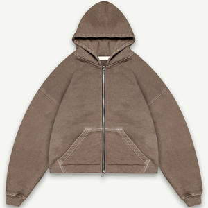 Custom Men <b>Hoodie</b> Blank Heavyweight Oversized French Terry Drop Shoulder <b>Cropped</b> Boxy Oversized Full <b>Zip</b> <b>up</b> <b>Hoodie</b> - Product Image 5