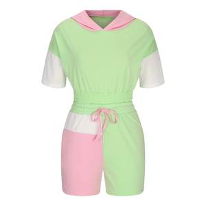 ชุดวอร์มออกกำลังกายสำหรับผู้หญิงชุด2ชิ้นเสื้อลำลองแขนสั้นมีฮู้ดสำหรับฤดูร้อนชุดฤดูร้อน - Product Image 2