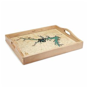 Lot de 2 plateaux de service en métal plateau de service alimentaire café thé plateau de service Design fait à la main vente chaude Style de luxe finition bleue - Product Image 3