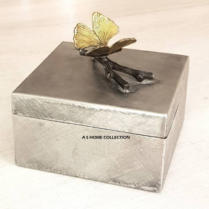 Crackle Glass Golden Leafy Design Stand Storage <b>Canister</b> <b>Set</b> of 3 for Kitchenware Usage High Quality Foods <b>Canister</b> Metal - Product Image 4