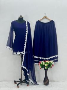 Elegante bordado Salwar Kameez indio pakistaní diseñador Plazzo traje para adultos pesado boda fiesta Casual y ropa Casual - Product Image 4