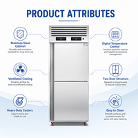 Réfrigérateur-congélateur vertical commercial à double température de 500 L en acier inoxydable avec compresseur Embraco