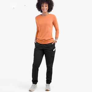 Uniformes médicos personalizados manga larga enfermera Scrub Tops estiramiento cuello redondo Underscrubs uniforme - Product Image 2