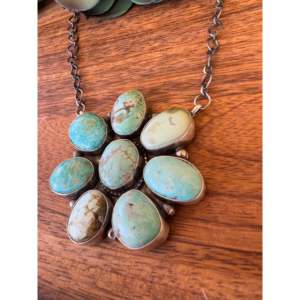 Collier en forme de fleur en turquoise et argent sterling Jeff James Carico Lake - Product Image 4