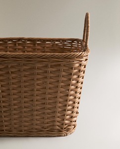 Artex <b>Green</b> Earth Eco-Friendly Woven Natural Rattan Circle Laundry <b>Basket</b> with Two Side Handles Modern Design - Product Image 5