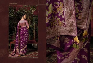 Nueva última seda de Dola de viscosa pura con Zari Weaving Designer Pallu Attached Heavy Tussles con blusa - Product Image 2