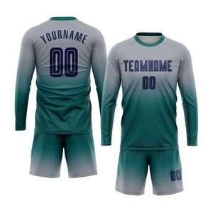 Uniformes d'entraînement à manches longues par sublimation pour hommes et jeunes Nom de l'équipe personnalisé Ensembles de maillots de football - Product Image 1