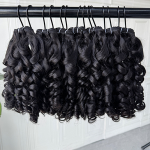 Mèches de cheveux humains bruts bouclés et rebondissants du Cambodge, double trame, noir naturel, texture douce, pour usage en salon - Product Image 6