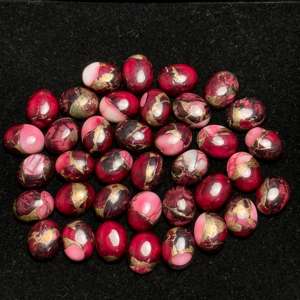 Kingman8X10 alta calidad personalizable ovalado 8X10MM Natural rojo búfalo rojo turquesa piedra preciosa para la fabricación de joyas - Product Image 2