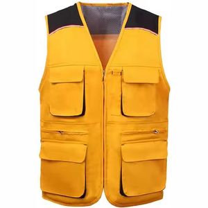 Gilet de travail pour hommes fabriqué en usine coupe-vent grande taille vêtements de travail multi-poches gilet d'extérieur décontracté gilet pour hommes, poche 5 dimensions - Product Image 2