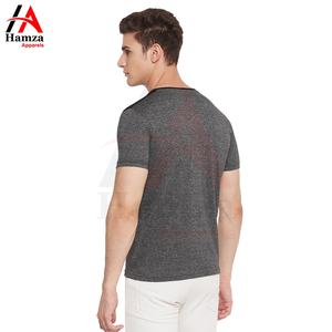 Vente en gros T-shirt pour homme à col rond personnalisé 100% coton 200 GSM respirant coupe ample couleur grise vierge - Product Image 5