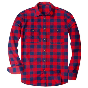 Chemise extérieure en flanelle à carreaux rouge et bleu marine pour homme avec devant boutonné et chemise de protection blindée CE niveau 1 - Product Image 1