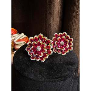 CZ Floral Pendant <b>Set</b> with Earrings Fine Jewelry for Women - Product Image 3