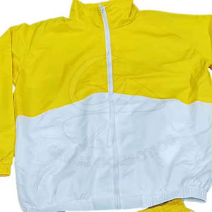 Tenues fermeture éclair avant taille élastique coupe-vent ensembles polyester matériel femmes deux pièces ensembles personnalisé votre propre logo de marque - Product Image 3