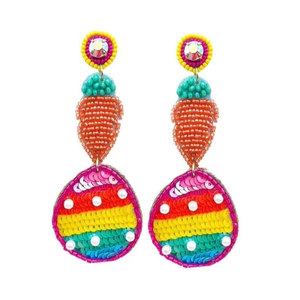 Boucles d'oreilles coeur magnifique à la mode avec broderie perlée à la main dans des couleurs de luxe fantaisie pour les filles Top élégant - Product Image 5