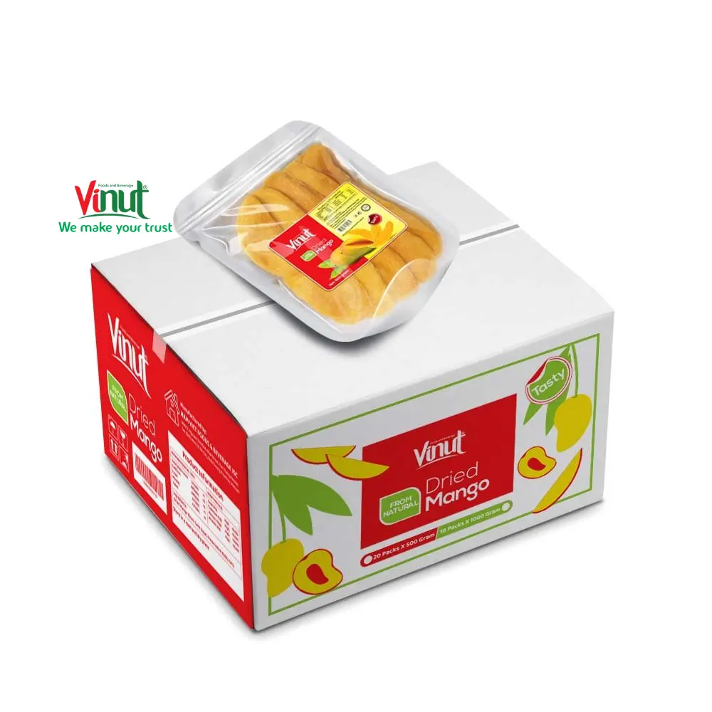 Bolsa de corte de Mango Seco VINUT, fabricante de frutas secas de Vietnam, 20x500g, venta al por mayor