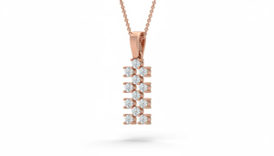 Pendentif vertical en diamant rond éthique de luxe, or blanc 18 carats avec diamants naturels réels, bijoux fins élégants pour femmes - Product Image 3