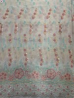 Pur viscose georgette broderie séquence tissu designer fantaisie tissu chaud floral brodé dentelle tissu 100% tissu pour robe