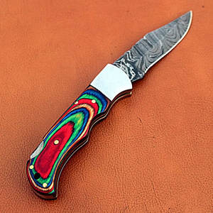 LAMES PRESTIGE de qualité supérieure, couteaux de poche pliants en acier damas de qualité industrielle, manche léger en palissandre, lame à pointe de chute - Product Image 3