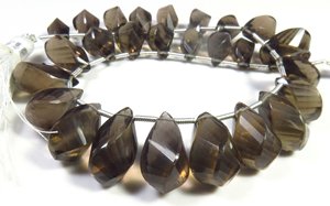 Cuentas de Cuarzo Ahumado Marrón Natural, Hilo de 9 Pulgadas, 28 Piezas, 10-16mm, Corte Facetado, Forma de Lágrima Retorcida, Cuentas de Briolette para DIY - Product Image 5