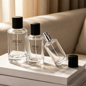 Flacon de parfum rechargeable en verre <span class=keywords><strong>mat</strong></span> 30ml 50ml 100ml avec pompe à brume argentée, impression sérigraphique personnalisée et gravure givrée pour Cologne - Product Image 1