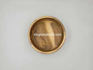 Cuenco de madera de acacia medio D10xH4cm | Cuenco de madera natural hecho a mano para especias, nueces, aperitivos | Vajilla de cocina rústica - Product Image 3