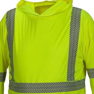 Camisa de seguridad de alta visibilidad con rayas reflectantes amarillas neón, manga larga, ligera, para trabajo de construcción y obras viales. - Product Image 4