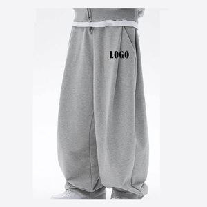 Pantalones de chándal de mezcla de algodón a rayas curvas con cordón de cintura elástica media informal ligera con logotipo personalizado - Product Image 5