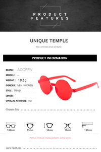 Gafas de Sol Redondas de Color Caramelo con Protección UV, Montura Invisible, Unisex, Lentes de PC, para Fiestas - Product Image 2