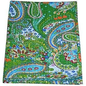Handmade Bohemian <b>Kantha</b> Quilt Vintage Cotton Reversible Bedcover Paisley Gudari <b>Throw</b> Blanket Washable Queen/Twin for Hotels - Product Image 2