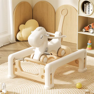 Kind Kinder monti erbare Autos weiß Bungee Schaukel pferd Fahrt auf Tieren Spielzeug Wippe Kunststoff für Baby Walker mit Griff - Product Image 1