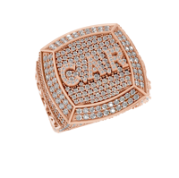 Bague Hip Hop en Or 10k Certifiée IGI avec Diamant de Laboratoire, Style Rappeur Personnalisé, Bijou Bling Glacé avec Sertissage à Griffes pour Hommes, Idéale pour les Fêtes