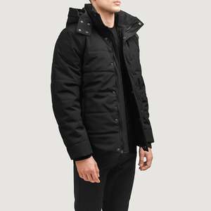 Veste matelassée dernier cri au design personnalisé pour hommes, hiver, hiver, veste à capuche en toile avec bouton en fourrure et fermeture éclair, style tendance - Product Image 6