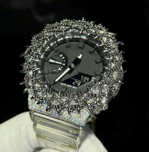 Montre à quartz de luxe personnalisée pour hommes, entièrement glacée, avec un buste en diamant Moissanite VVS de style Hip Hop - Product Image 2