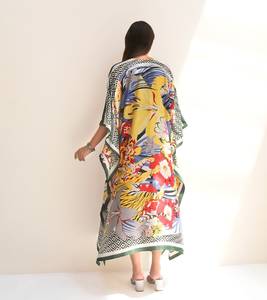 Caftán Maxi Informal de Verano al por Mayor, Estilo Étnico Bohemio, de Viscosa, con Estampado Digital, Lavable, Ropa de Playa para Mujer, Estilo Marroquí - Product Image 2