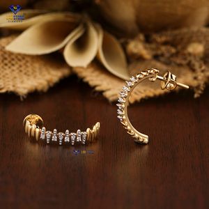 Boucles d'oreilles en or jaune 18 carats avec diamant Labgrown 0.16 TDW rond taille brillant HPHT/CVD bijoux - Product Image 3