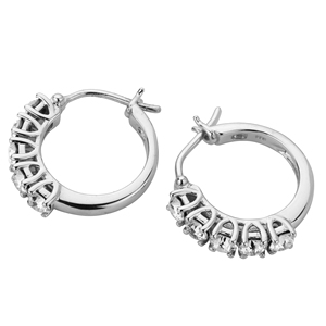 Boucles d'oreilles créoles Shah Gems pour femmes en quartz cristal naturel, argent sterling 925 - Product Image 1
