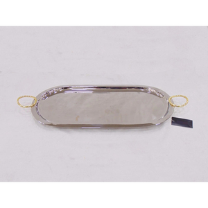 ถาดเสิร์ฟอาหารขนมถาดสีเงินเงาวาวดีไซน์ทันสมัยทรงรี - Product Image 3