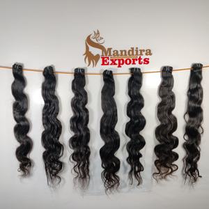 Extensions de cheveux humains à cuticule d'onde corporelle de temple indien traités par produits chimiques naturels tissage vierge bon marché vague profonde en vrac - Product Image 3