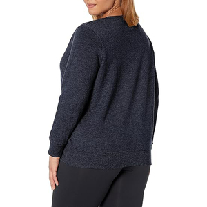 Sweat-shirts pour femmes confortables en molleton brossé surdimensionné à col rond en coton épais coupe ample chaud respirant élégant automne - Product Image 2