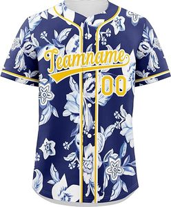 Maillot de baseball rose à motifs floraux, chemise de softball à boutons, uniforme sportif personnalisé avec nom et numéro d'équipe, manches courtes, 100% polyester Lamatex - Product Image 5
