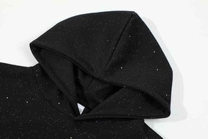 Sweat à capuche pour hommes 400GSM Heavyweight Fleece avec logo personnalisé Superbe pull à capuche entièrement recouvert de strass vierge avec cordon de serrage - Product Image 4