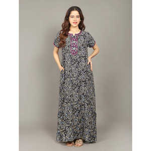 Evolove - Camisón Largo de Viscosa Liva para Mujer, con Bolsillo, Súper Suave, Cómodo, Estilo Popelina, Cierre con Botones, Estampado Animal, 3 Piezas - Product Image 3