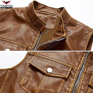 Chaleco de Motocicleta de Cuero Impermeable y Transpirable con Cuello Mao, de Alta Calidad y Bajo Precio, con Logotipo Personalizado, Ligero, para Hombre - Product Image 4