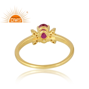 แหวนเงินแท้ 925 ชุบทอง 18K ประดับทับทิมธรรมชาติทรงปรินเซสคัตและเพชร CZ สำหรับเป็นของขวัญสำหรับผู้หญิงที่ได้รับการรับรอง - Product Image 2